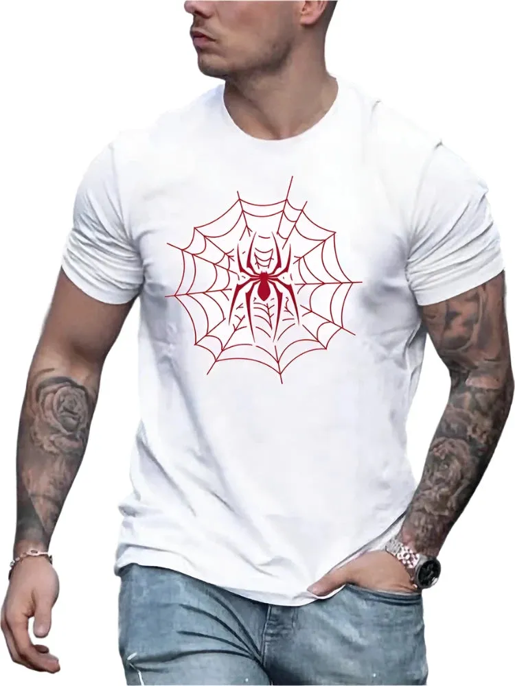 2025 Men's 3D Spider Print T-Shirt - Street Casual Short Sleeve Top for Summer Daily Outdoor Wear