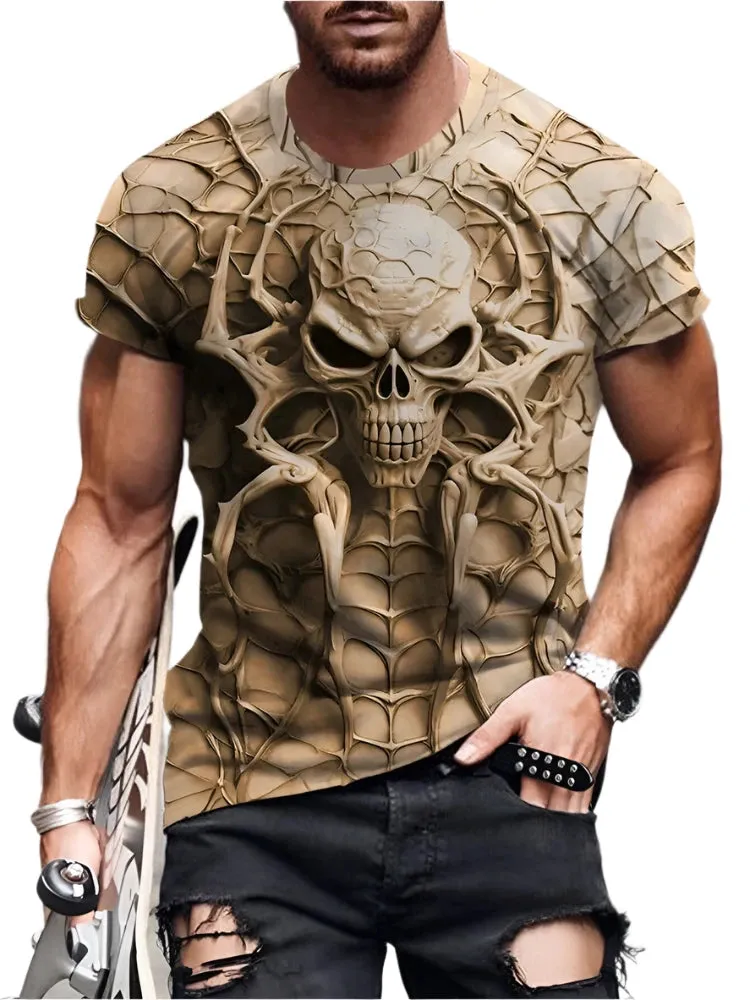 2025 Men's 3D Spider Print T-Shirt - Street Casual Short Sleeve Top for Summer Daily Outdoor Wear