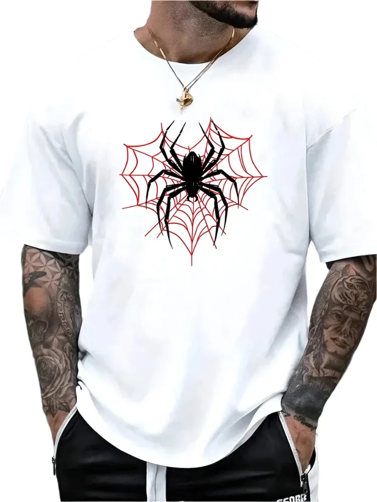 2025 Men's 3D Spider Print T-Shirt - Street Casual Short Sleeve Top for Summer Daily Outdoor Wear