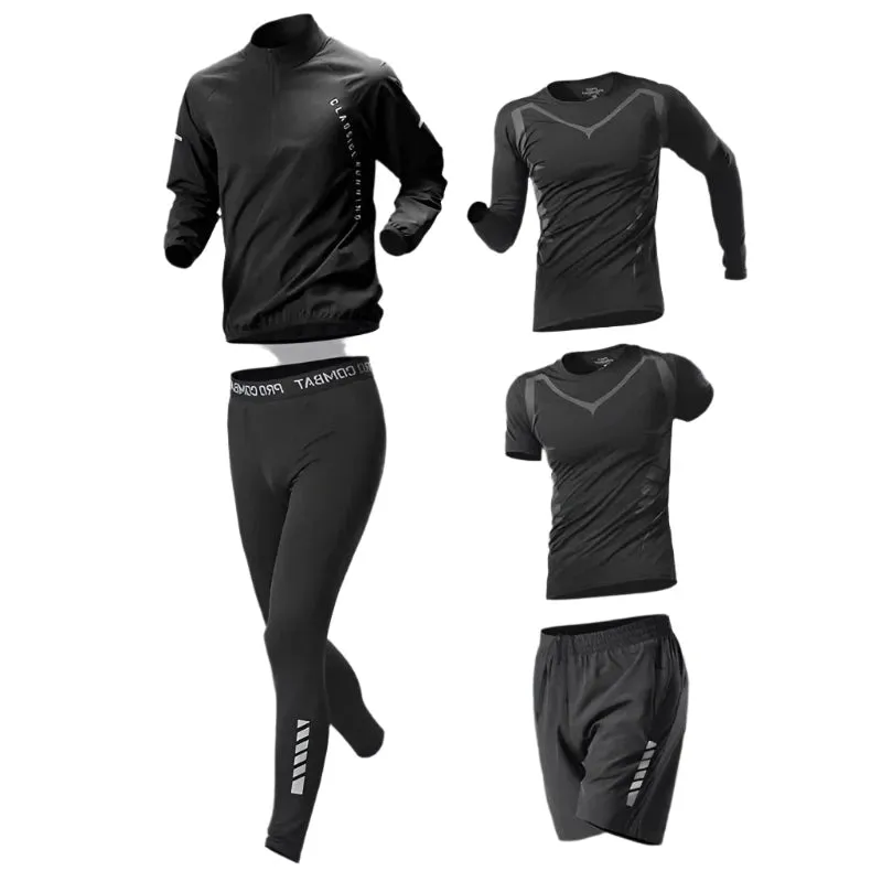 2025 Men's Gym Fitness Set - Quick Dry 1-5 Piece Sportswear for Running, Jogging, and Training