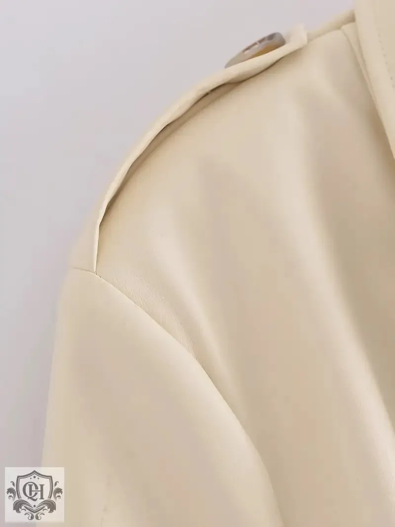Belted Faux Leather Trench Coat