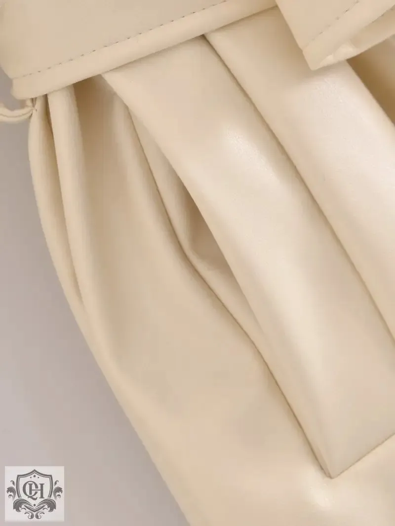 Belted Faux Leather Trench Coat