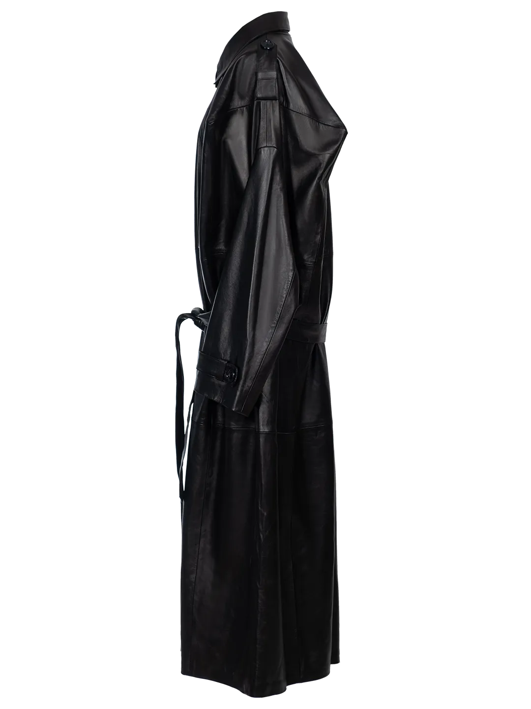 Box Leather Trench Coat