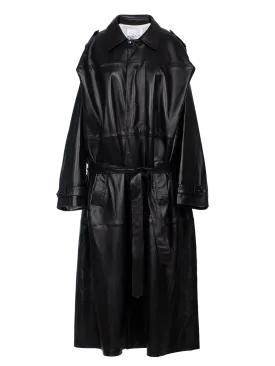 Box Leather Trench Coat
