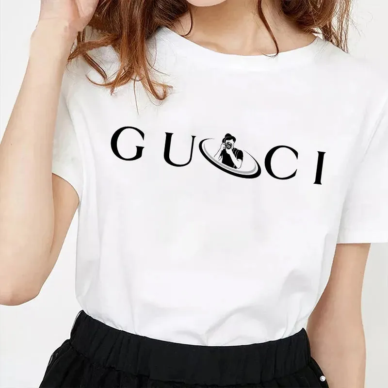 Casual Women's Short Sleeve T-Shirt - Cotton Summer Tee with Letter Print, Harajuku Y2K Style