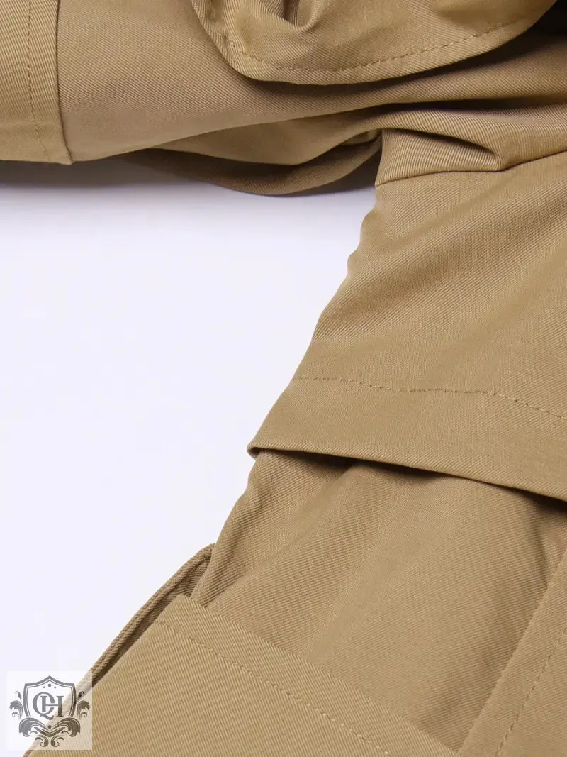 Collared Ruffled Sleeve Trench Coat