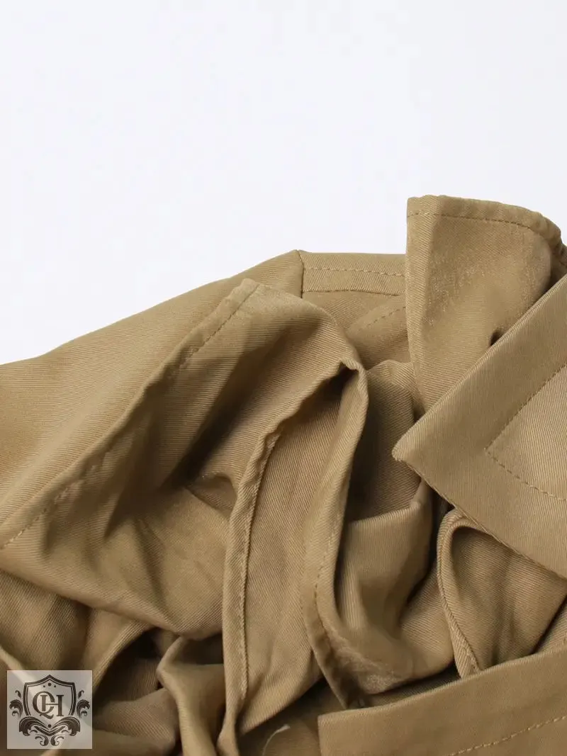 Collared Ruffled Sleeve Trench Coat