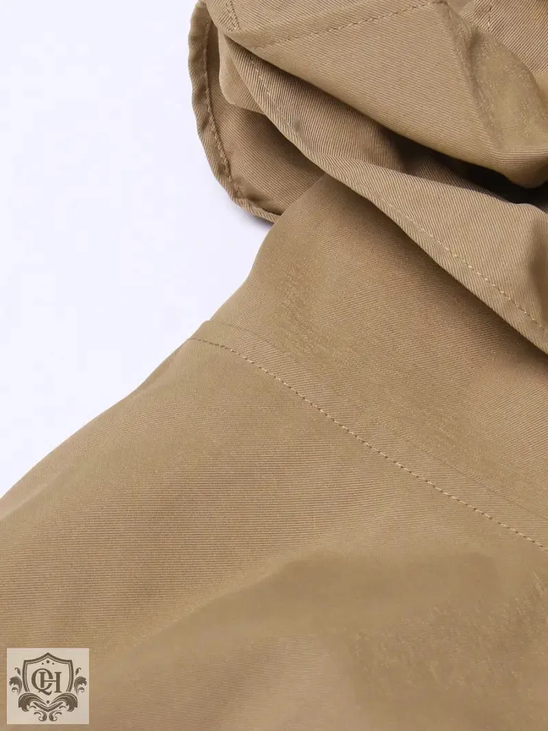 Collared Ruffled Sleeve Trench Coat