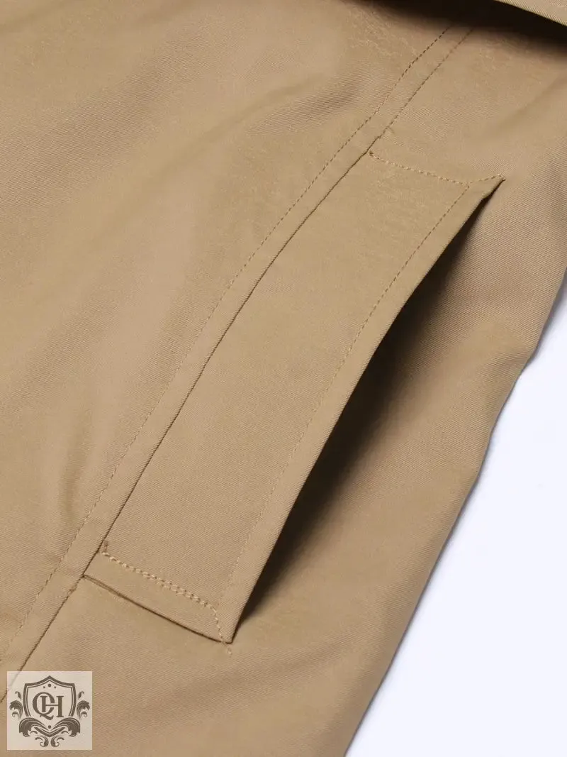 Collared Ruffled Sleeve Trench Coat