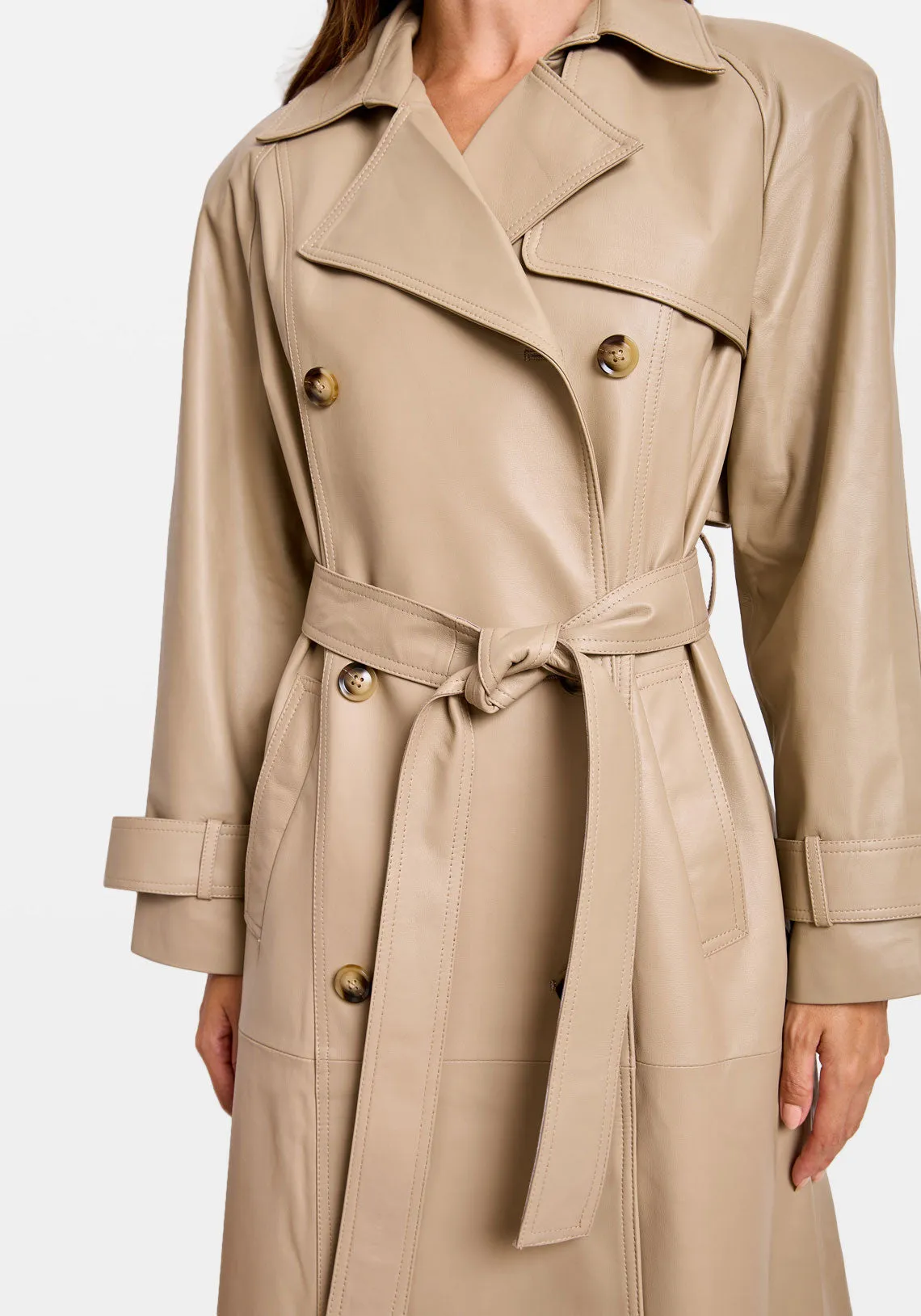 CORRIN LEATHER TRENCH GRAVEL