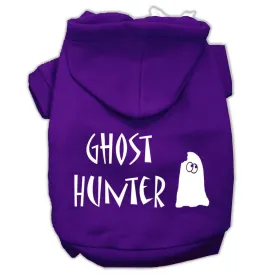 Ghost Hunter Screen Print Pet Hoodies Purple with Black Lettering XL (16)
