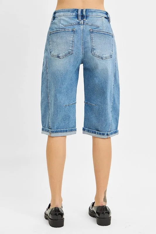 JoJo Mid Rise Barrel Long Cuffed Shorts