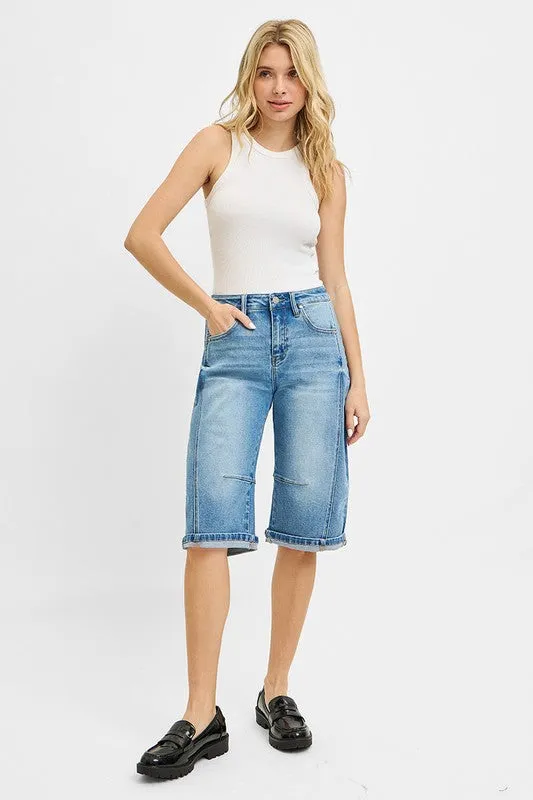 JoJo Mid Rise Barrel Long Cuffed Shorts