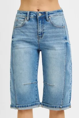 JoJo Mid Rise Barrel Long Cuffed Shorts