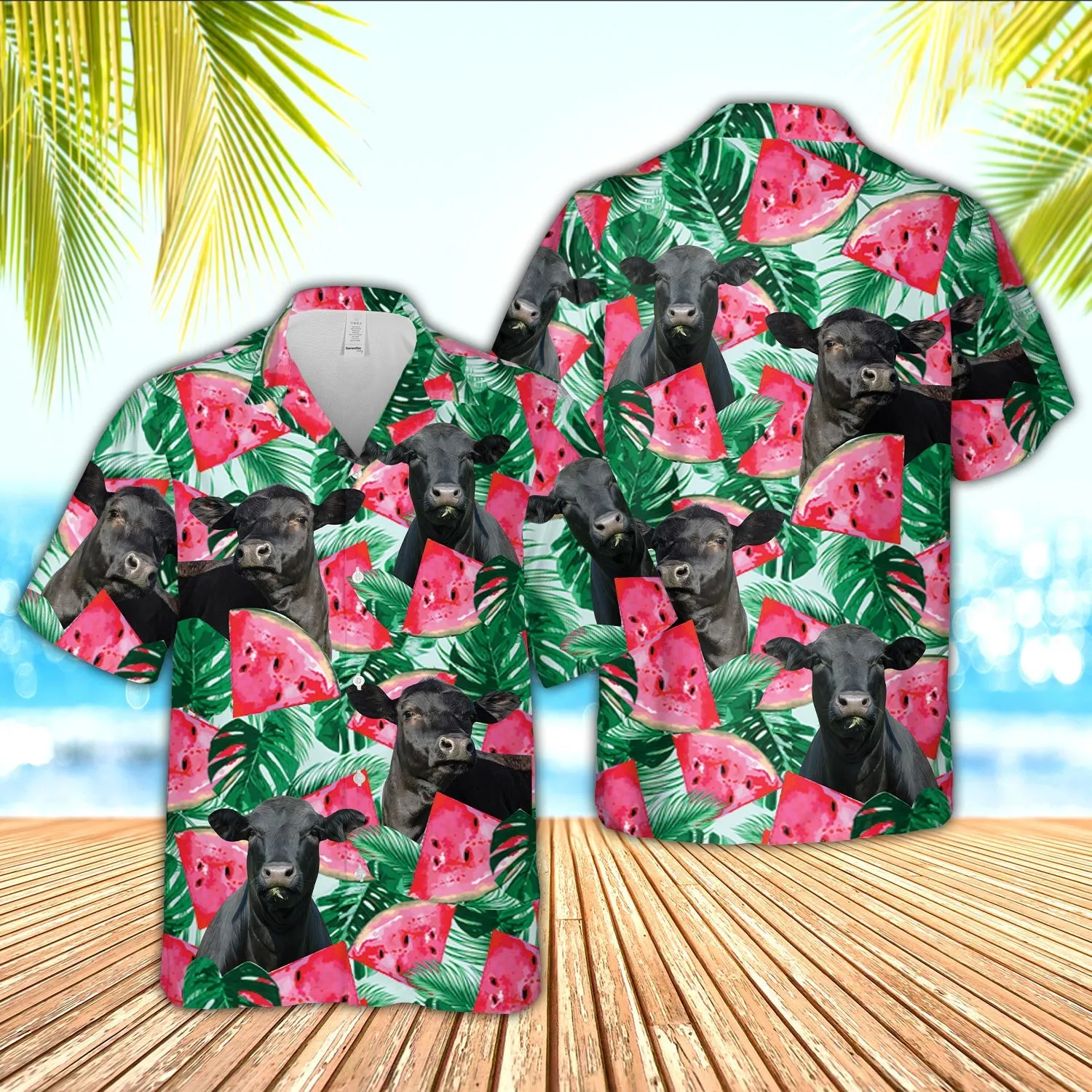 Joy Corners Black Angus Watermelon 3D Hawaiian Shirt