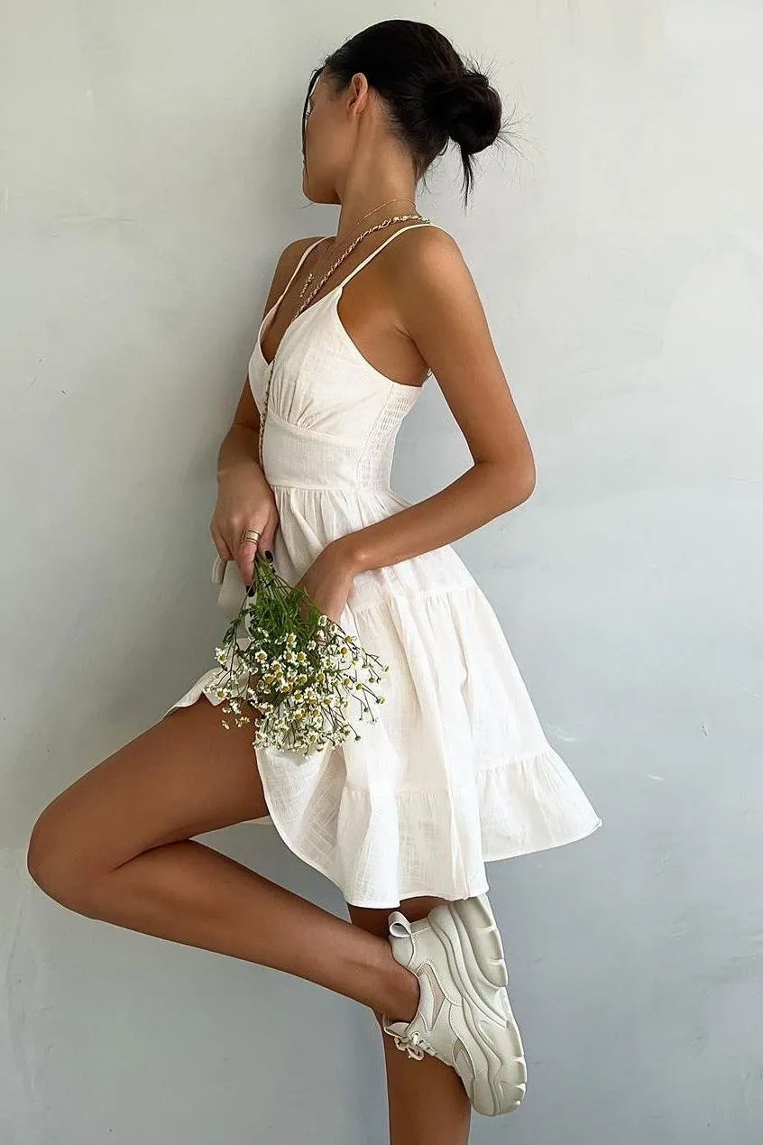 Linen Suspender Sleeveless Mini Dress