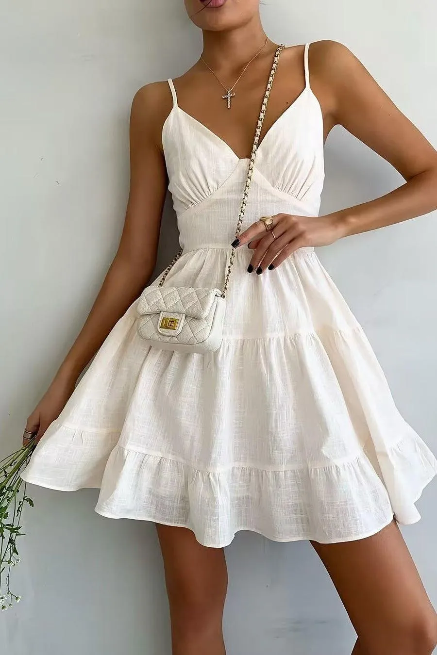 Linen Suspender Sleeveless Mini Dress