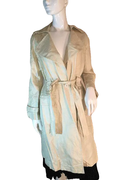 Liquid Cream Long Sleeve Trench Coat Size 8 SKU 000203