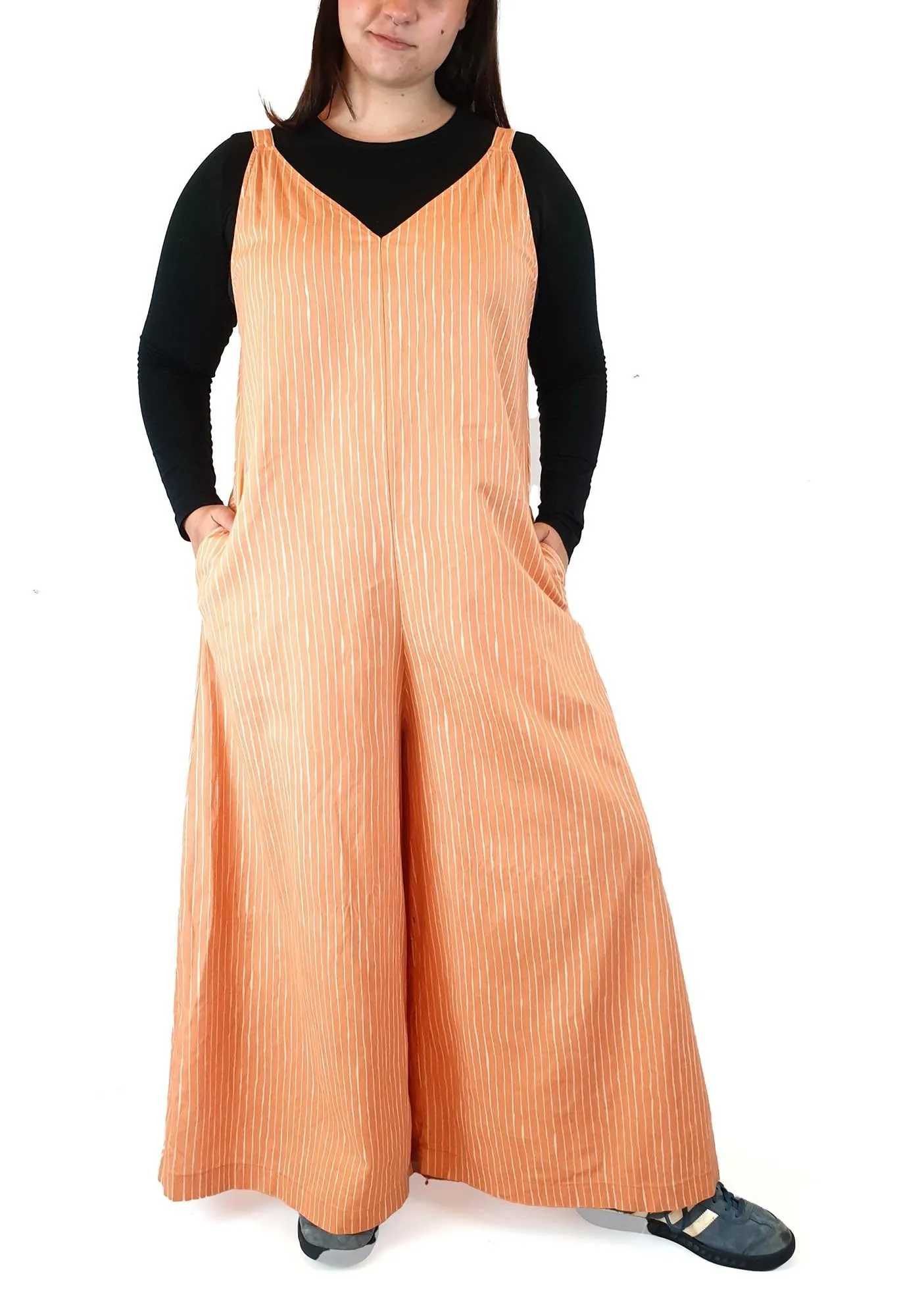 Marimekko x Uniqlo striped orange sleeveless jumpsuit size XL