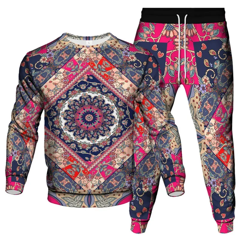 Men's & Women's Vintage Baroque Tracksuit Set – Luxury 2-Piece Jogging Pants & Sweatshirt Streetwear