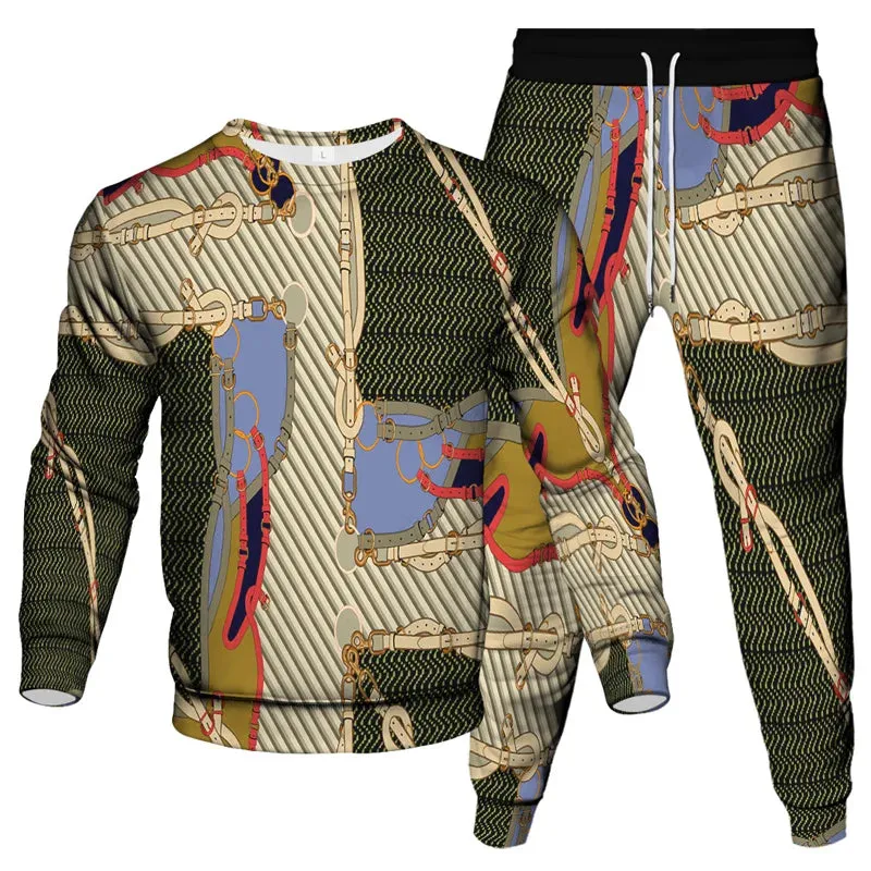 Men's & Women's Vintage Baroque Tracksuit Set – Luxury 2-Piece Jogging Pants & Sweatshirt Streetwear