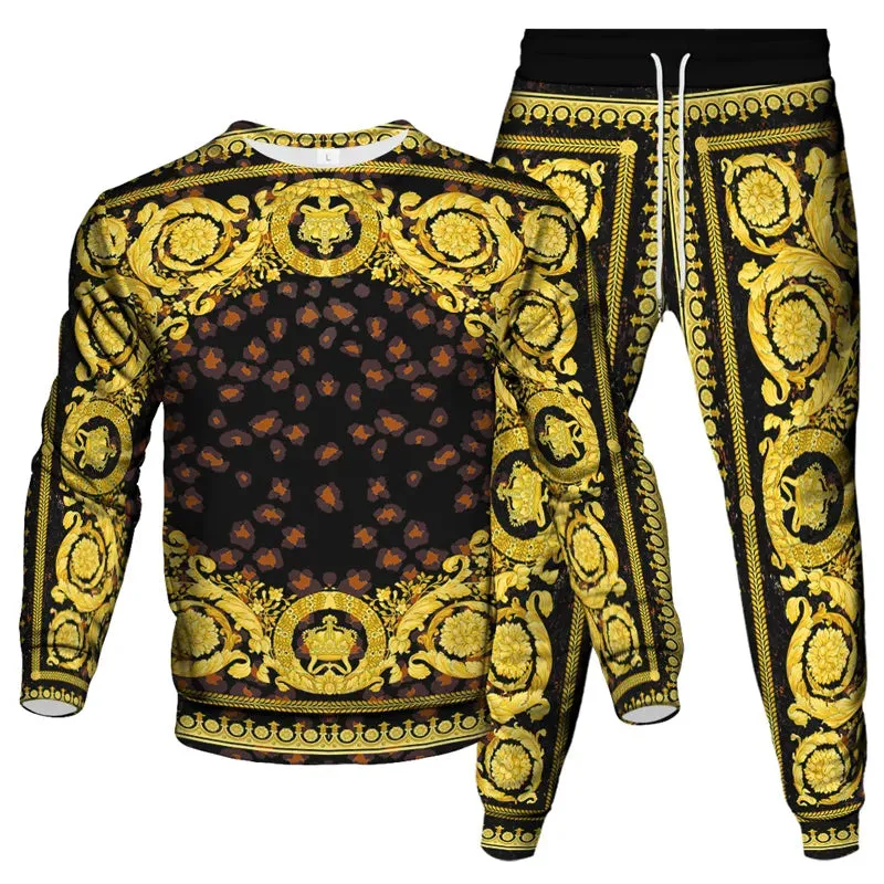 Men's & Women's Vintage Baroque Tracksuit Set – Luxury 2-Piece Jogging Pants & Sweatshirt Streetwear