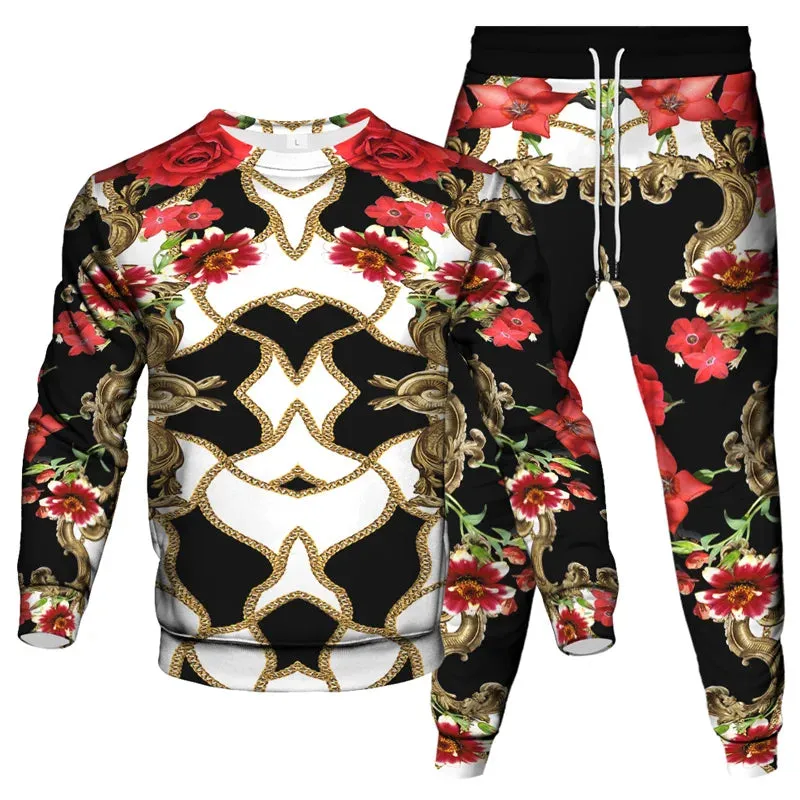 Men's & Women's Vintage Baroque Tracksuit Set – Luxury 2-Piece Jogging Pants & Sweatshirt Streetwear