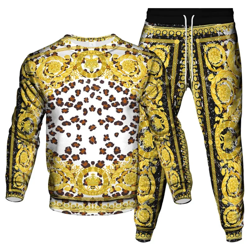 Men's & Women's Vintage Baroque Tracksuit Set – Luxury 2-Piece Jogging Pants & Sweatshirt Streetwear