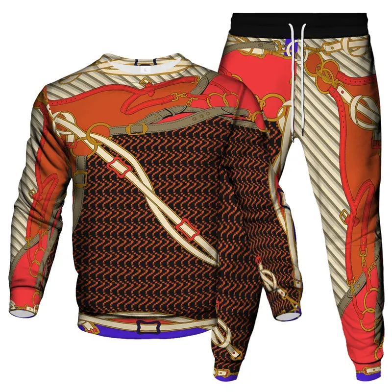 Men's & Women's Vintage Baroque Tracksuit Set – Luxury 2-Piece Jogging Pants & Sweatshirt Streetwear