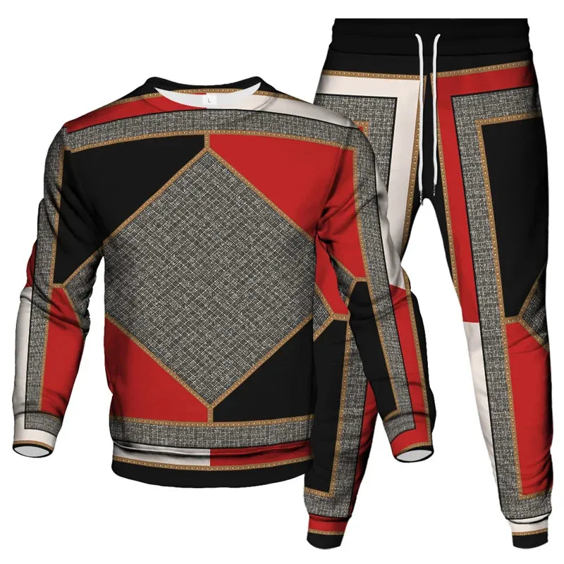 Men's & Women's Vintage Baroque Tracksuit Set – Luxury 2-Piece Jogging Pants & Sweatshirt Streetwear