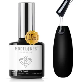 modelones Matte Gel Nail Polish Top Coat, 15ml No Wipe Top Coat Summer Gel Nail Polish Soak Off Matte Finish Long Lasting DIY Home Nail Salon