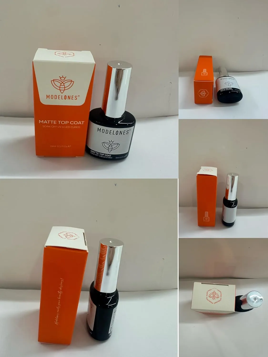 modelones Matte Gel Nail Polish Top Coat, 15ml No Wipe Top Coat Summer Gel Nail Polish Soak Off Matte Finish Long Lasting DIY Home Nail Salon