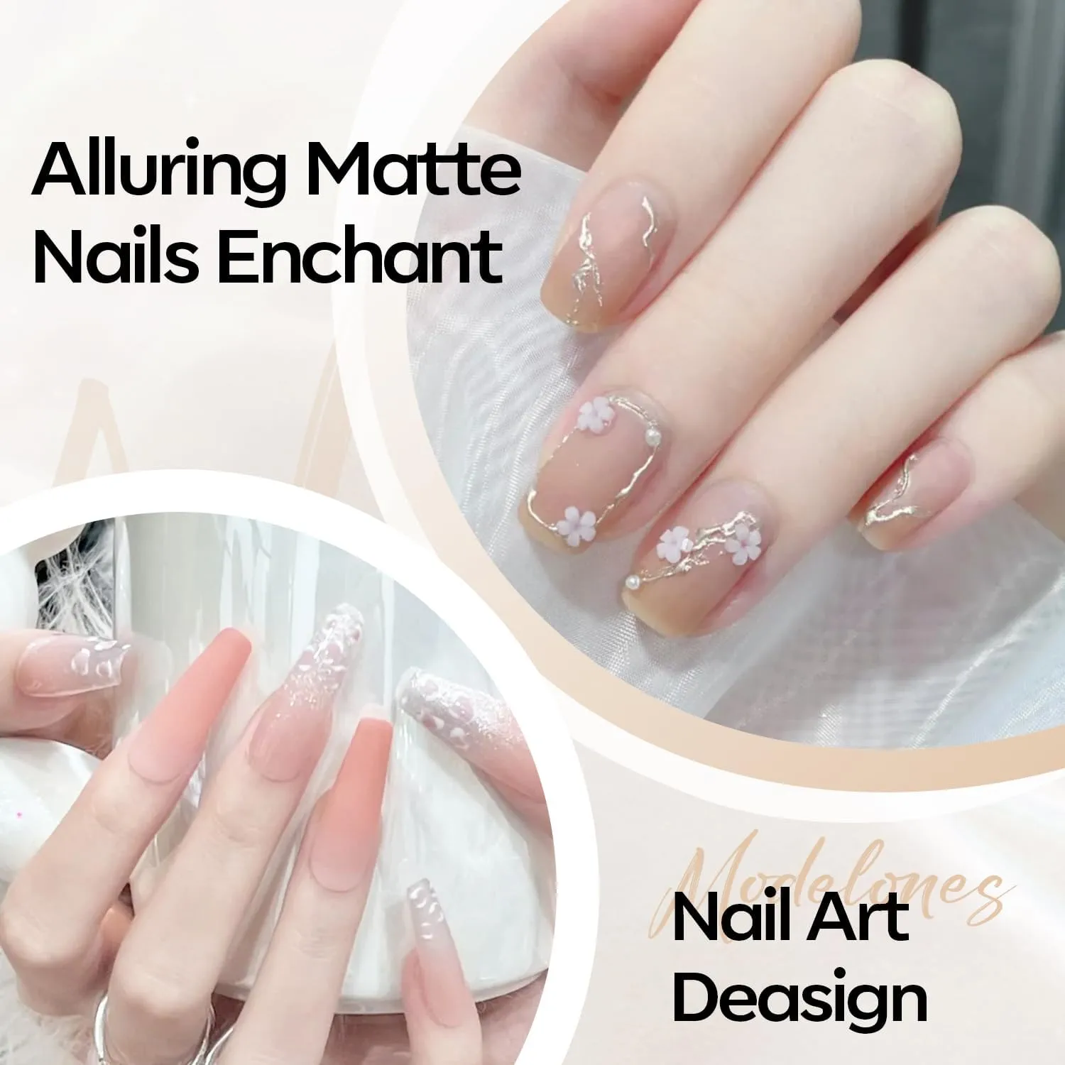 modelones Matte Gel Nail Polish Top Coat, 15ml No Wipe Top Coat Summer Gel Nail Polish Soak Off Matte Finish Long Lasting DIY Home Nail Salon