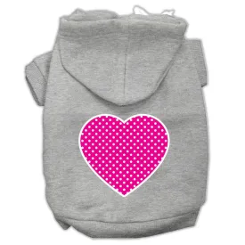 Pink Swiss Dot Heart Screen Print Pet Hoodies Grey Size Xxxl (20)