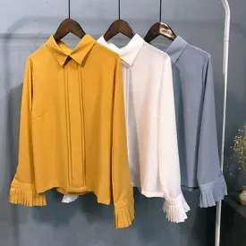 Pleated Sleeve Chiffon Shirt