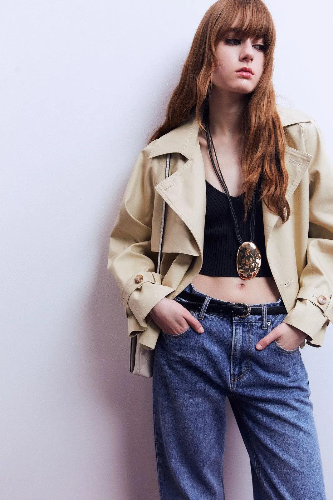 Short trench coat - Camel