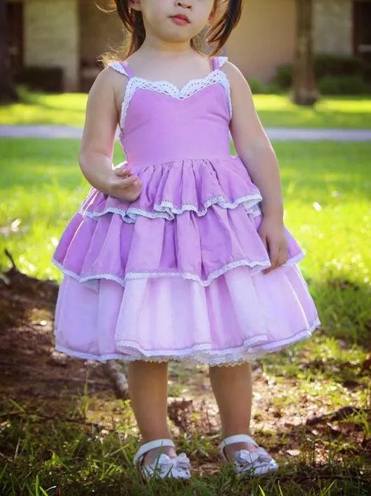 Summer Color-blocking Suspender Tiered Dress