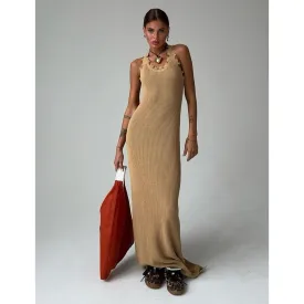 Suspender Sleeveless Ripped Long Dress