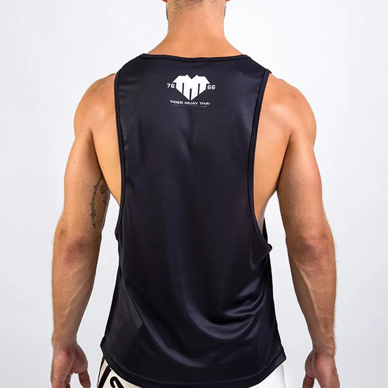 Tiger "Tiger Head" 1stDry Muay Thai Low-cut Vest Tank Top S-XXL Black White