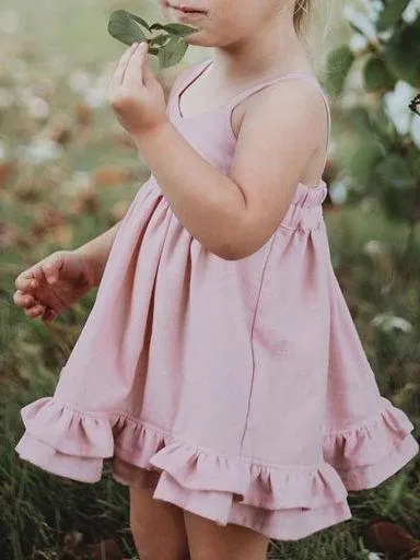 Toddle Infant Little Girl Shoulder Straps Pink Pleated Dress