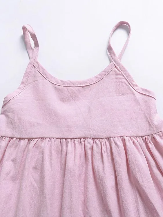 Toddle Infant Little Girl Shoulder Straps Pink Pleated Dress