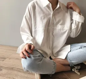 Women Blouse | Turn-Down Collar Shirt | Women Minimalist Shirt | Summer Blouses Top | Women Casual Shirt | Linen Loose Shirt | Summer Shirts