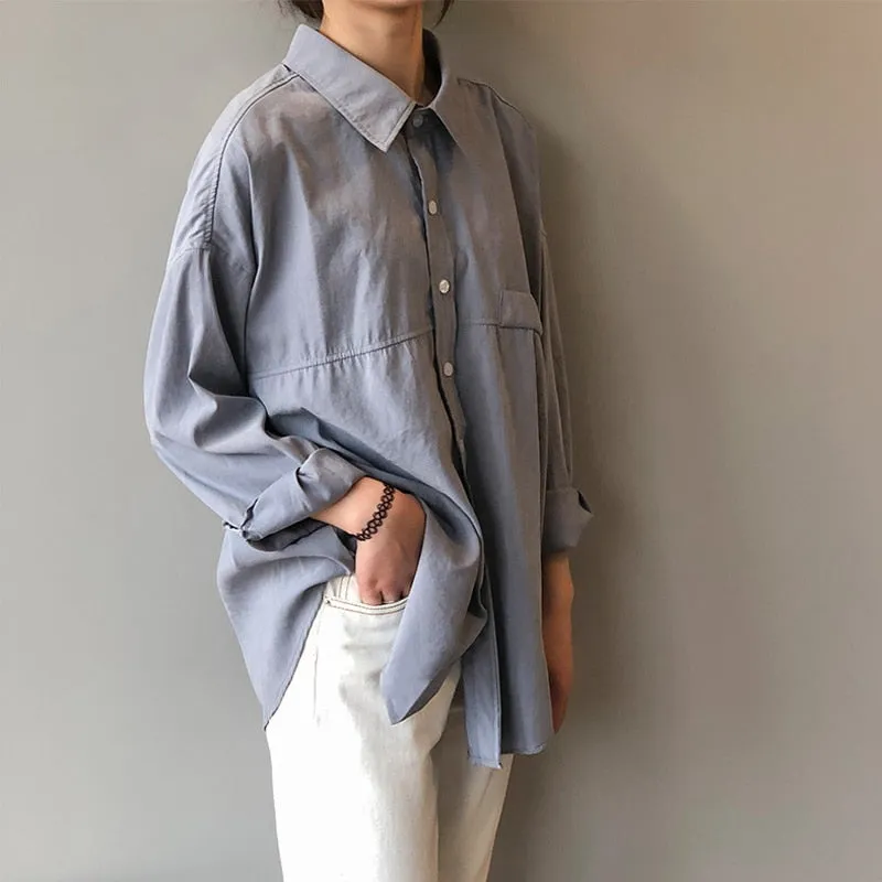 Women Blouse | Turn-Down Collar Shirt | Women Minimalist Shirt | Summer Blouses Top | Women Casual Shirt | Linen Loose Shirt | Summer Shirts