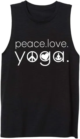 Workout Tank Tops for Women-Womens Peace Love Yogo Funny Saying Fitness Gym Racerback Sleeveless Shirts