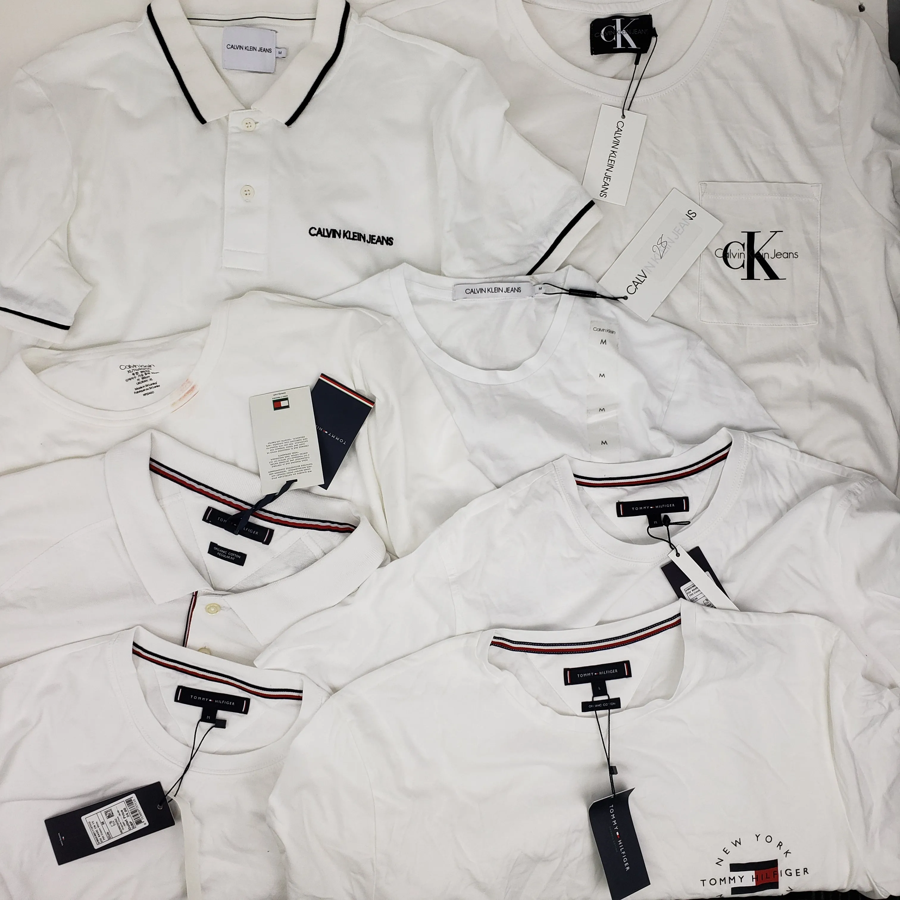 x8 Men's Mixed Tommy Hilfiger & Calvin Klein White T-shirt & Polo Shirt Bundle