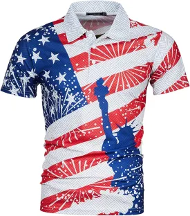 Ymosrh Men's Polo Shirts Short Sleeve Graphic Golf Shirts Casual Button Down T Shirt Business Casual Shirts, M-5XL